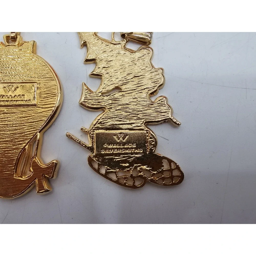 Lot Of 5 VTG Wallace Silversmiths‎ Enamel Sitting Bear Ornament Christmas